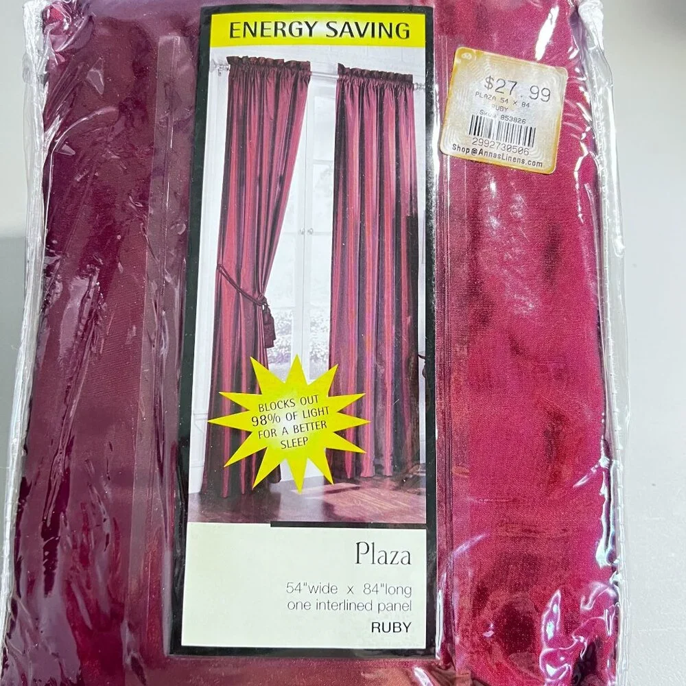 Vtg Ruby Plaza‎ Drapery Drapes Curtains Panels (2) 54 W X 84 L Blocks 98% Light
